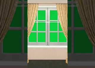 The House Window Opens The House Curtains Open Opens The Green Screen House Window