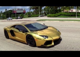  Worlds First Gold Plated Lamborghini Aventador LP700 Revs Drive In Miami