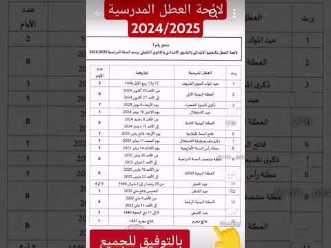لائحة العطل المدرسية 2024 2025