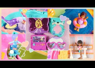 SHOWCASE Polly Pocket Soccer Squad Race Rock Arcade Sparkle Stage Bow Otter Aquarium