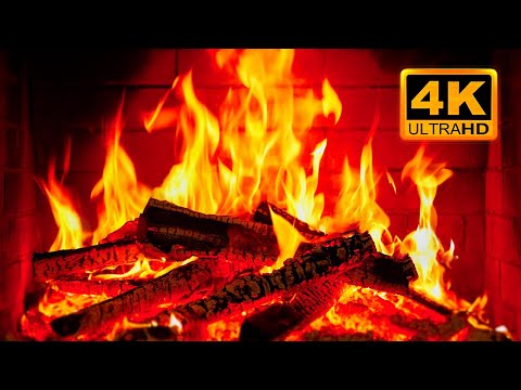 FIREPLACE 4K Fireplace Video With Burning Logs Fire Sounds Christmas Fireplace