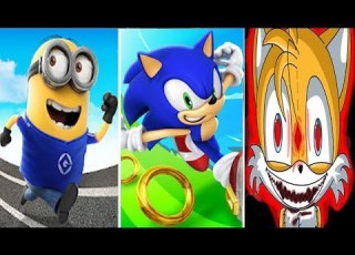 Despicable Me Minion Rush Vs Sonic Dash Vs SONIC EXE TAILS DOLL