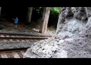  Train Goes Under Dangerous Bridge Ready To Fall