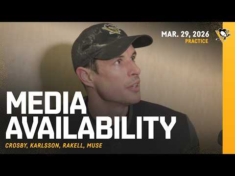 Crosby Karlsson Rakell Muse Media Availability 3 29 26 Pittsburgh Penguins