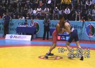 AWFCUP2014 Meysam Dalkhani IRI Orxan Agamaliyev GR Cadet 54 Kg Gold Medal Match