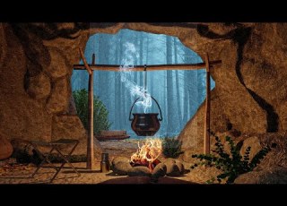  Hiding From A Heavy Rain And Thunderstorm In A Cozy Warm Cave In The Forest CaveRainAmbience