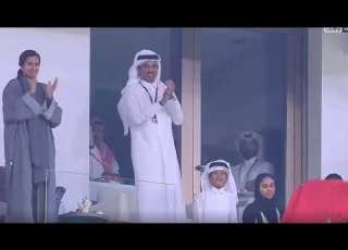  شاهد فرحة الامير تميم ملك قطر بقوز المغرب علي البرتغال وبكاء رنالدو الهستيري