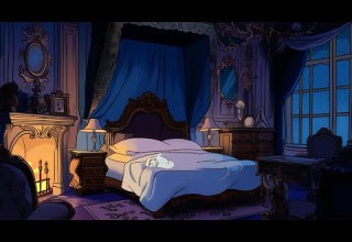 1950 S Cozy Night With Oldies Playing In Another Room For Relaxation Fireplace Sounds