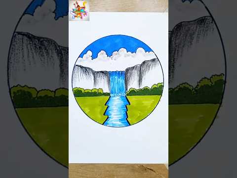 طريقة رسم شلال طبيعي بأسلوب بسيط وجميل تعلم الرسم خطوة بخطوة Drawing Art Shorts تعلم الرسم