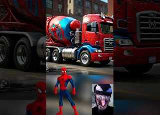  Superheros But Mixer Truck Avengers Spiderman Marvel Shorts