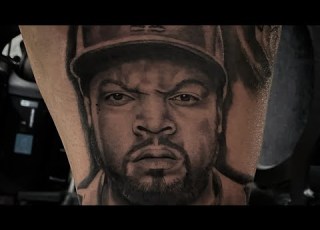 Tattoo Portrait Icecube Shorts Tattooartist Portraittattoo Nwa Icecube Straightouttacompton