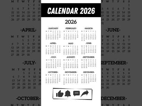 New Year 2026 Calendar Full 12 Months At A Glance New Year 2026 Calendar Full 12 Months At A Glance