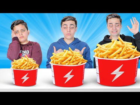 تحدي الأكل الكبير VS المتوسط VS الصغير الاسرع فينا يفوز بيتزا بطاطا برجر تحدي الأكل الكبير VS المتوسط VS الصغير الاسرع فينا يفوز بيتزا بطاطا برجر
