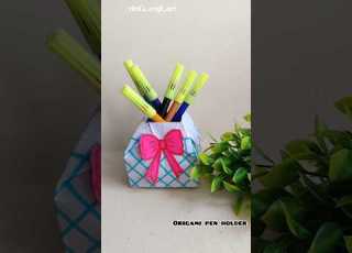 DIY Origami Paper Pen Holder Diy Asthetic Penholder Origami Craft Shorts Ytshorts Papercraft