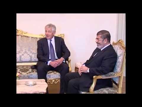 الرئيس محمد مرسي يستقبل وزير الدفاع الامريكي 24 4 2013