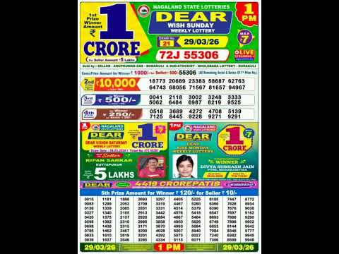 Nagaland State Lottery Sambad 1 PM Result Today 29 03 2026