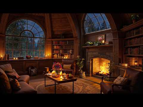 Cozy Library Ambience Relaxing Jazz Music Crackling Fireplace Rain Sounds For Deep Focus Cozy Library Ambience Relaxing Jazz Music Crackling Fireplace Rain Sounds For Deep Focus