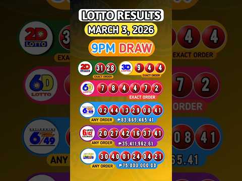PCSO Lotto Result Today 9PM Live March 3 2026 Tuesday