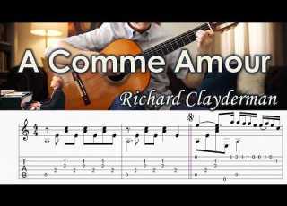 A Comme Amour 가을의 속삭임 Richard Clayderman Fingerstyle Guitar TAB