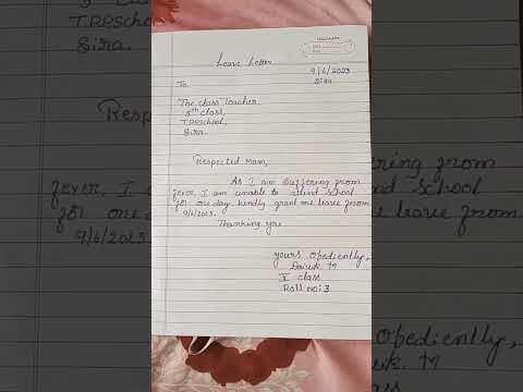 Easy To Write One Day Leave Letter Leaveletter Learning