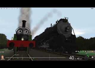 Oliver With Toad Taking Some Vans And ATSF 2918 Pulling A Long Goods Train At 6am