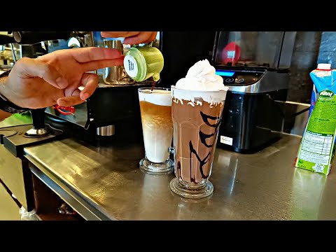 دورة تدريب الباريستا موكا فرابيه لاتيه ماكياتو How To Make Mocha Frappe Latte Machiato