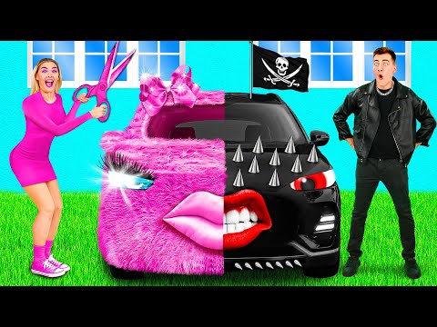 بينك كار مقابل بلاك كار تشالينج لحظات مضحكة TeenTeam Challenge