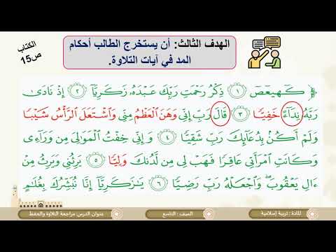 الصف التاسع التربية الإسلامية مراجعة القران الكريم التلاوة والحفظ