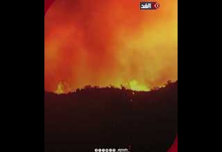 مشاهد جوية ت ظهر حريق هيوز المستعر سريع الانتشار بالقرب من لوس أنجلوس