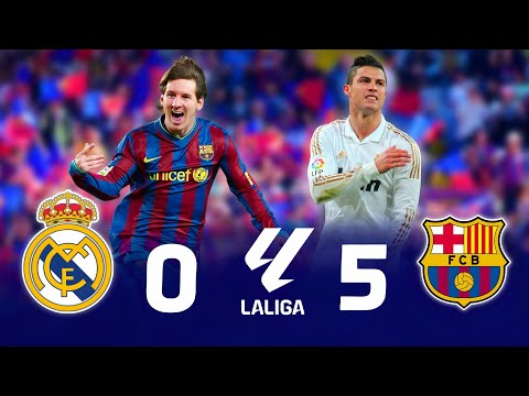 ميسي يحطم غرور رونالدو بخماسية فى اول كلاسيكو بينهم برشلونة 5 0 الريال الدوري الاسباني 2010