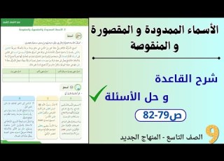 الأسماء الممدودة والمقصورة والمنقوصة شرح و حل الأسئلة الصف التاسع