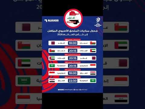 جدول مباريات الملحق الآسيوي المؤهل إلى كأس العالم 2026 تصفيات كاس العالم2026