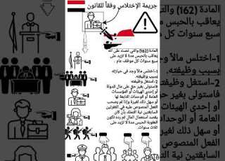  جريمة الإختلاس وفقا للقانون اليمني