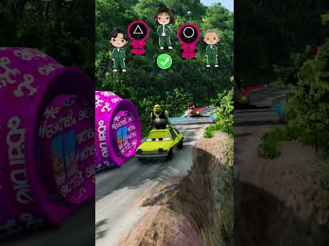 GummyBear Va Spiderman Vs Ironman Vs Barbie Vs McQueen Vs Bollard Yashl108 Beamngdrive Automobile