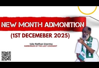 NEW MONTH ADMONITION 1st December 2025