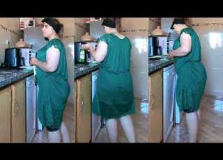  My Daily Routine The Divorced Local Lady In Summer When She Enters Her Kitchen In A Short Dr