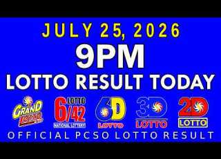  9pm Lotto Result Today July 25 2026 PCSO