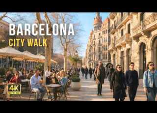 Barcelona Spain Sunny City Walk Lively Streets Celebrations 4K Walking Tour