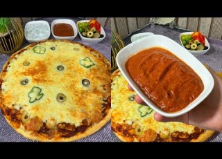  بكوب ونص دقيق بيتزا المطاعم مع الصلصه الوهميه وصوص الرانش