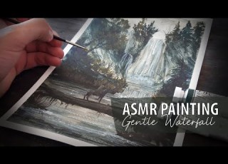 ASMR Watercolor Painting Close Up Whispers Brush Sounds Gentle Waterfall