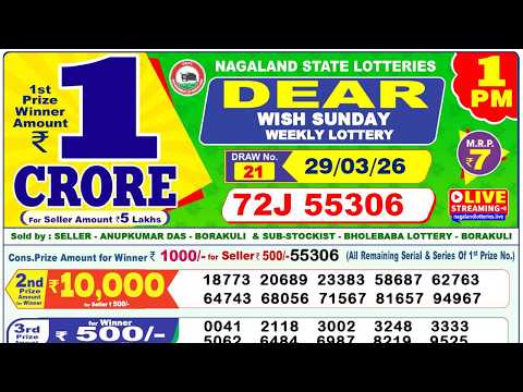 Nagaland Lottery Sambad Live 1pm 29 03 2026 Lottery Live