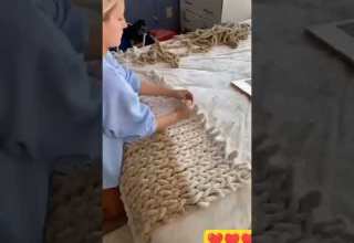 حياكة مفارش لغرفكم وصالوناتكم بخيط الصوف الخشن حياكة راقية مودال ترندي وجديد وراقي