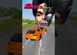  Big And Small Car Vs Jinu Half Robotic BeamNG Drive