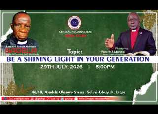 PASTOR M A ADEWUNMI BE A SHINING LIGHT IN YOUR GENERATION