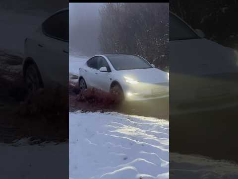 Tesla Model Y AWD VS Snowy Water Muddy Road Fyp Tesla Tesla Model Y AWD VS Snowy Water Muddy Road Fyp Tesla