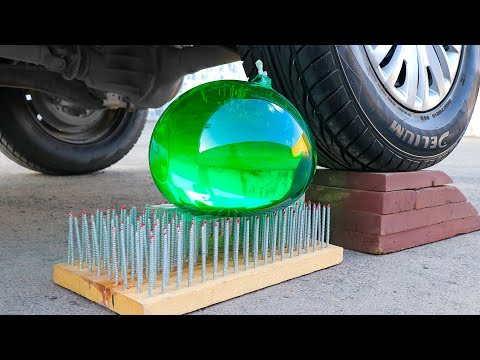 Aplastando Cosas Crujientes Con El Coche Experimento Globo De Agua VS 250 Clavos VS Rueda De Coche