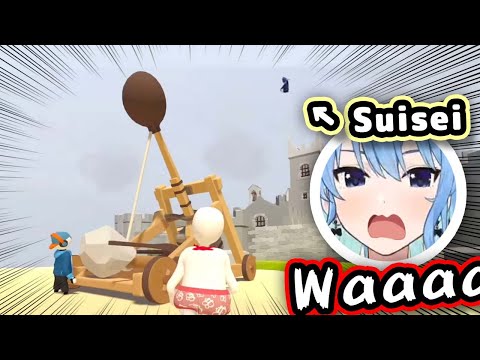 Suisei Gets Launched By A Catapult While Miko Sings Stellar Stellar ENG Sub Hololive