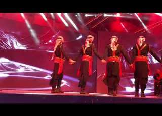 دبكة الاردنيه علي القربة علي المسرح الرئيسي القريه العالمية فرقة الحان للفنون الشامية 0502280920