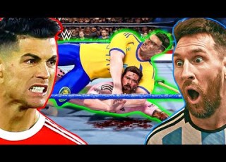 تحدي القفص الحديدي كريستيانو وميسي ضد اللاعبين 1 WWE