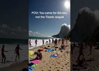 AI Tsunami Wave Destroys Beach Hyper Realistic Simulation Ai Beach Tan Sea Tsunami Wave Ocean
